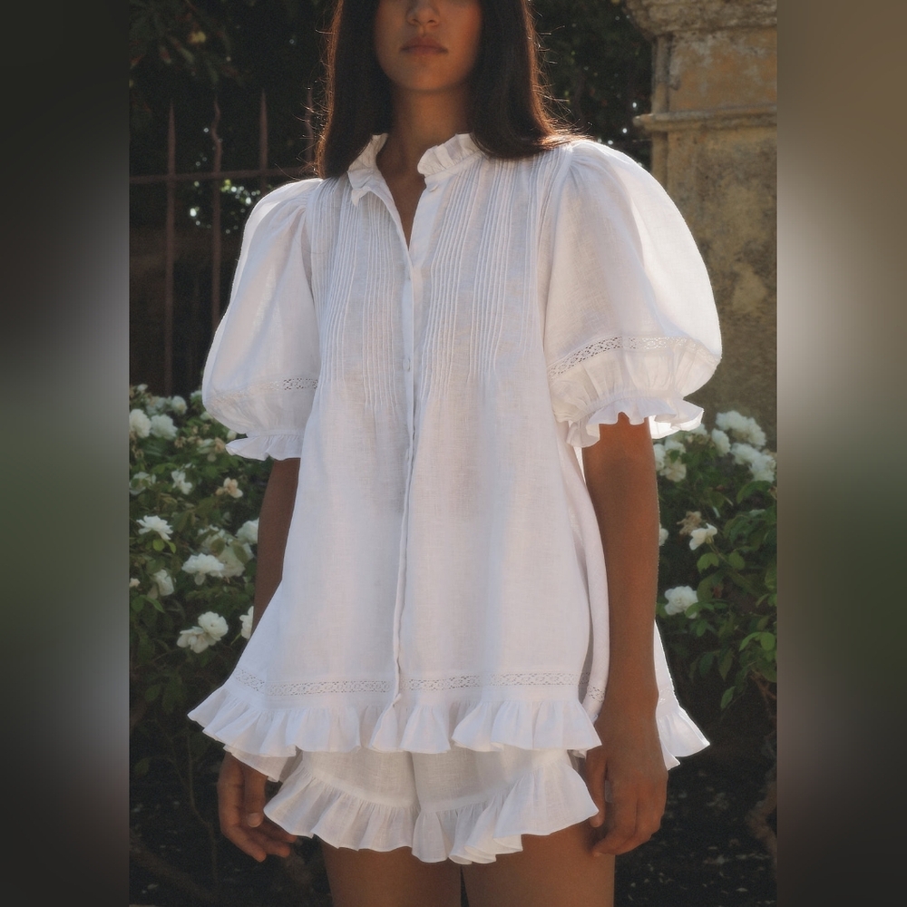 Morton Mac Sanna Pintuck Blouse With Greta Frill Short - Picture 3 of 14